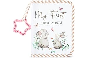 ZOIIWA Baby's My First Family Album Soft Photo Cloth Book Rabbit My First Book of Photos Baby Memory Album Gift Holds 4x6 Pictures for Babies Newborn Toddler & Kids Girls Baby Shower