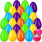 Haull 24 Pcs 6 Inch Jumbo Easter Eggs Bulk Colorful Bright Plastic Eggs Empty Fillable Large Easter Eggs Decorative for Egg Hunt, Basket Stuffers Game Supplies Party Favor