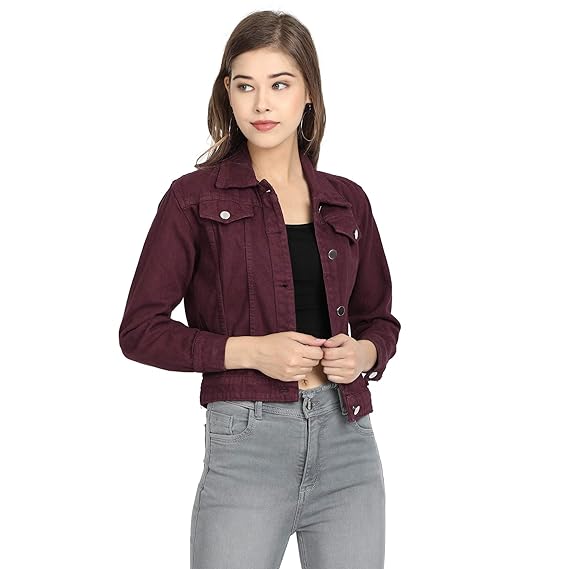 wine red denim jacket