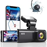 REDTIGER 4K Dual Dash Cam Built-in WiFi GPS Front 4K/2.5K and Rear 1080P Dual Dash Camera for Cars,3.16" Display,170° Wide An