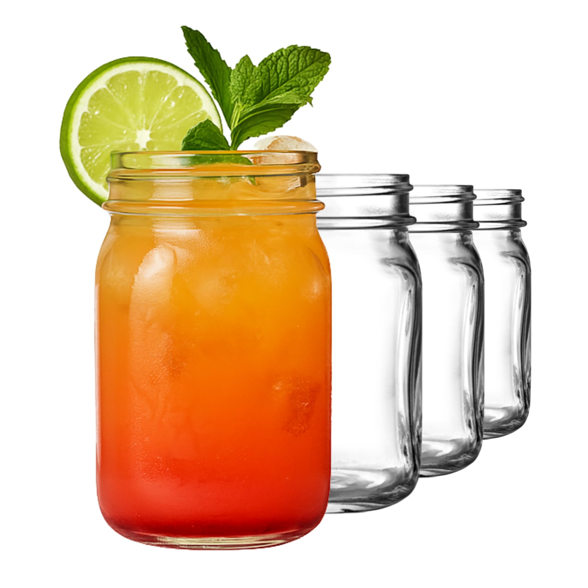 Mason Drinking Jar Tumblers 20oz / 568ml - Set of 4 - Empty Jam Jars for Home Brew