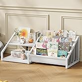 CHOEZON Kids Bookshelf, Book Shelf for Kids Rooms, Toddler Bookshelf with 2 Open Shelves and 4-Tier Sling Rack, for Kid Room, Nursery, Bedroom, Playroom, White TCW16WB
