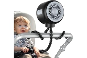 Koonie Portable Stroller Fan with Flexible Tripod, Car Seat fan Clip-on for Infant, Rechargeable Battery Operated Fan with 3 Speeds, Baby Travel Gear for Outdoor Camping, Tent, Crib, Bike, Treadmill