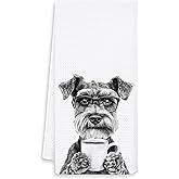 OSLYSOF Funny Schnauzer Kitchen Towels, Schnauzer Gifts for Women Dish Tea Towels, Black and White Dog Lovers Owner Gifts Hand Towel for Kitchen, Coffee Bar Station Decor, 16x24 Inch