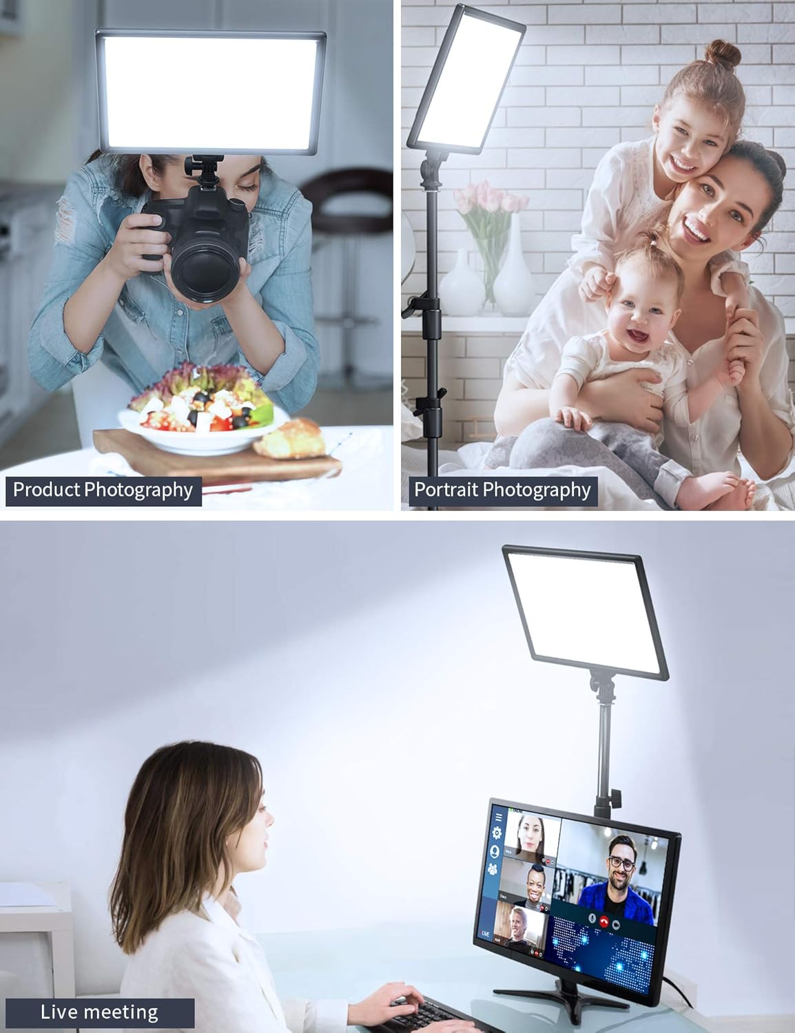 RALENO LED Video Soft Light Panel with LCD Display, for All Camera DSLR Photography, Built-in Battery, Dimmable Brightness Bicolor 3200K-5600K CRI 95+, Ultra-Thin for YouTube Studio Portraits Photo : Camera & Photo