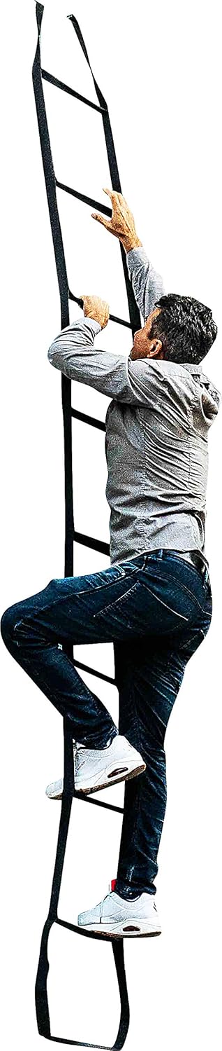 ISOP Rope Ladder for 2 Story Homes 13 ft (4m) | Rope Ladder for Kids or Adults | Fire Escape Ladder for 2 Story Homes | Spring Hooks Incl. - - 