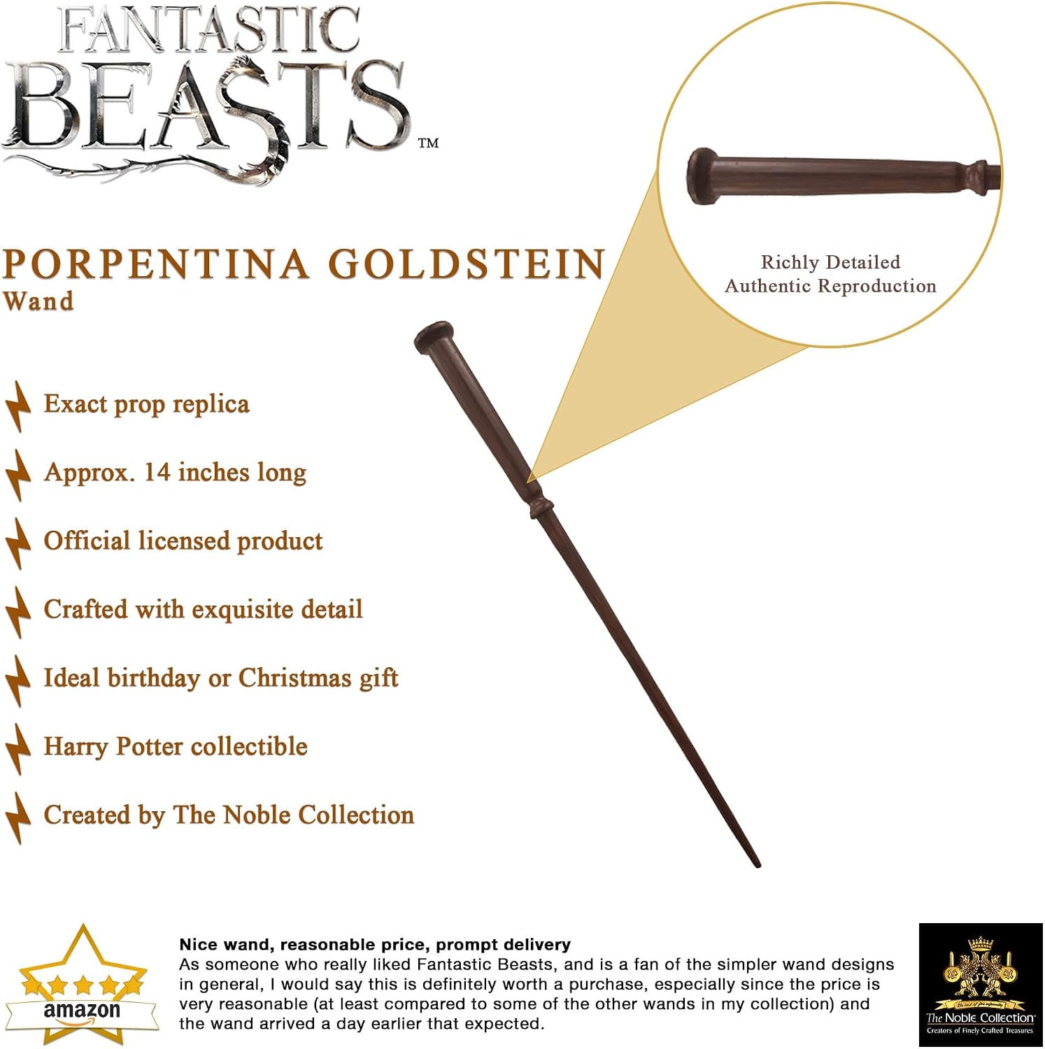 The Noble Collection, Porpentina Goldstein Wand In A Standard Windowed Box, 14in (34.5cm) Wizarding World Wand - Image 4