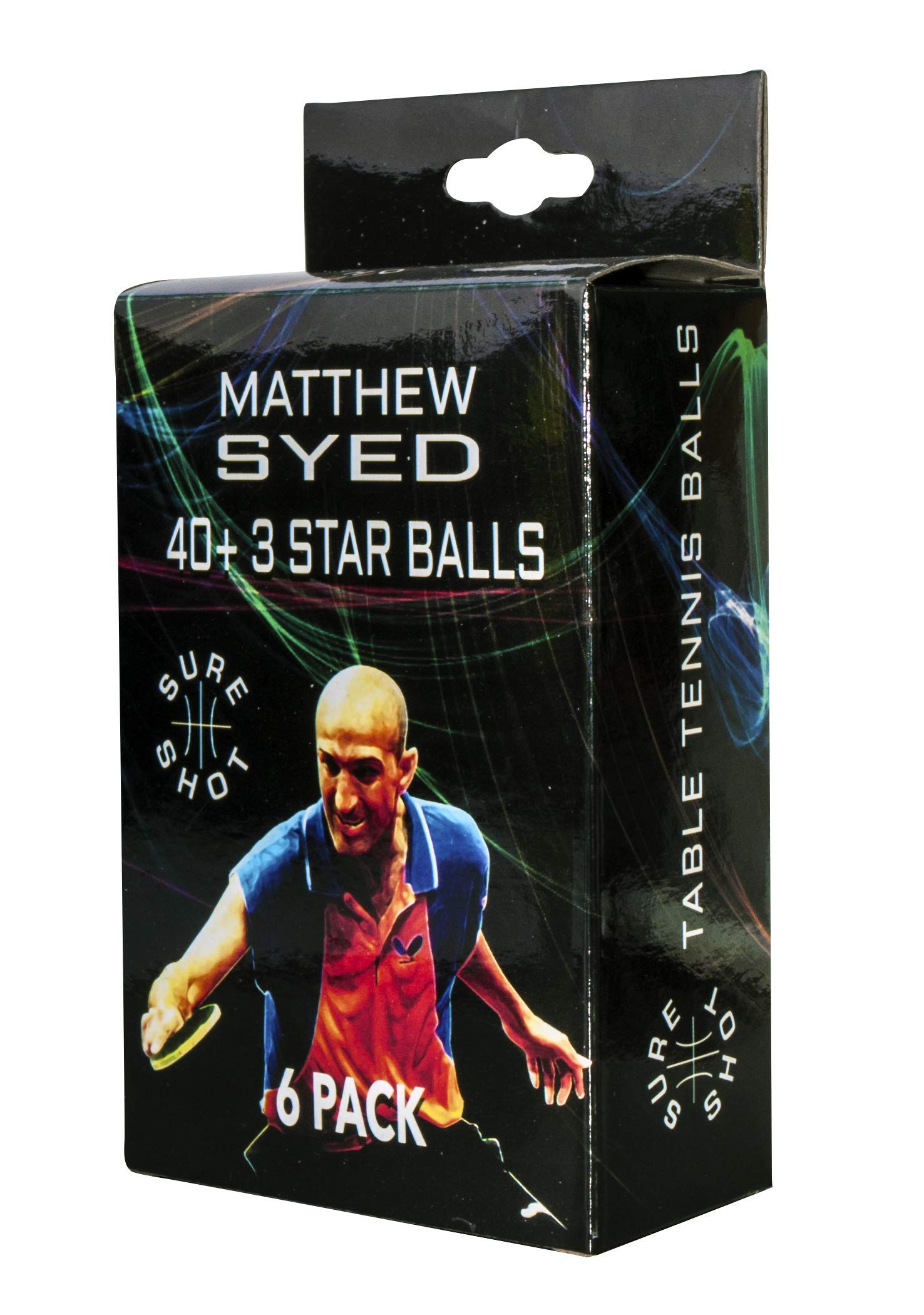 Sure Shot Matthew Syed 3-Star Ping Pong Balls | 40+ White Table Tennis Balls | ITTF Size 40mm | Pack of 6 | Endorsed by Champion