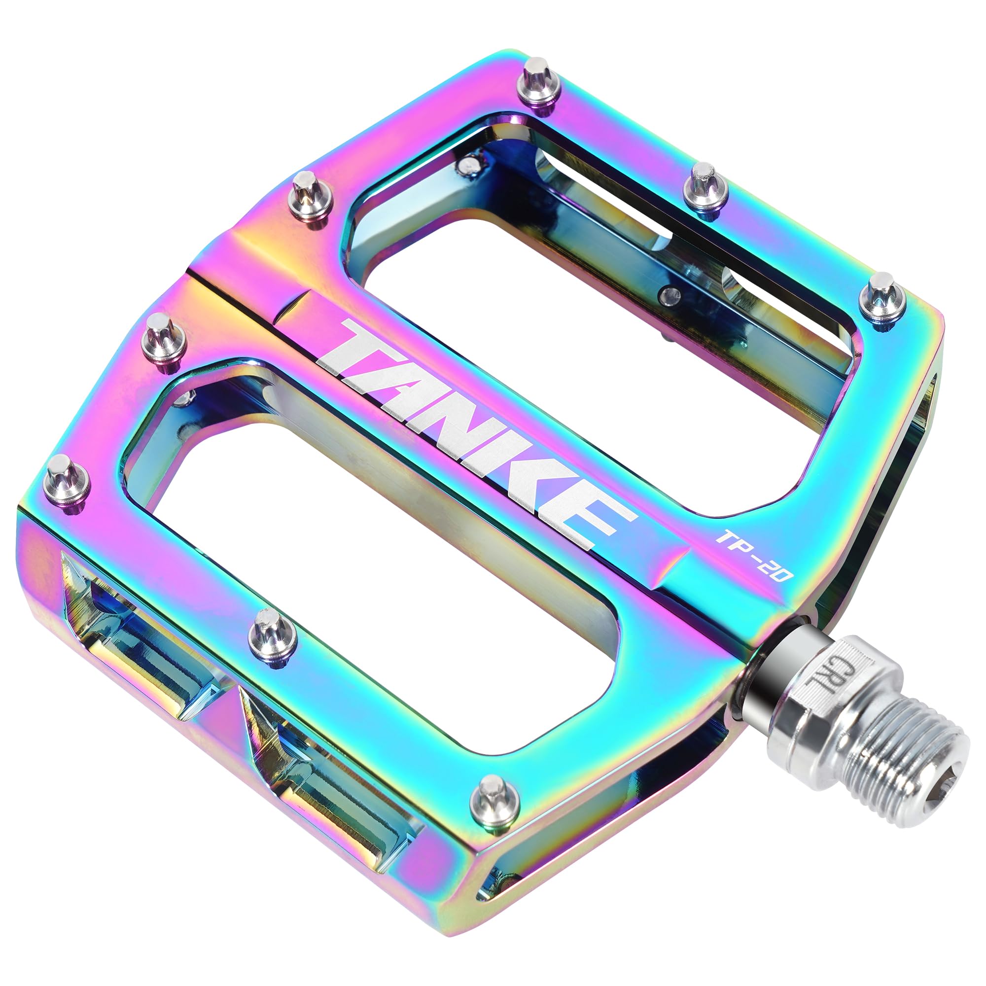 1 Pair Bike Pedals Aluminum Alloy Cycling Pedals Lightweight Sealed Bearing Flat Pedals W/Anti-Skid Pins for Road Mountain Bike (Colorful)