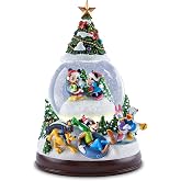 The Bradford Exchange Disney Holiday Magic Musical Snowglobe &ndash; Light-Up Continuously Swirling Snow Globe with Mickey and Friends and 8 Holiday Melodies