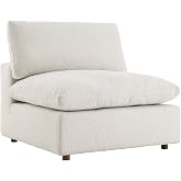 Modway Modular Sofa Commix Down-Filled Overstuffed Boucle Sectional Sofa Armless Chair in Ivory