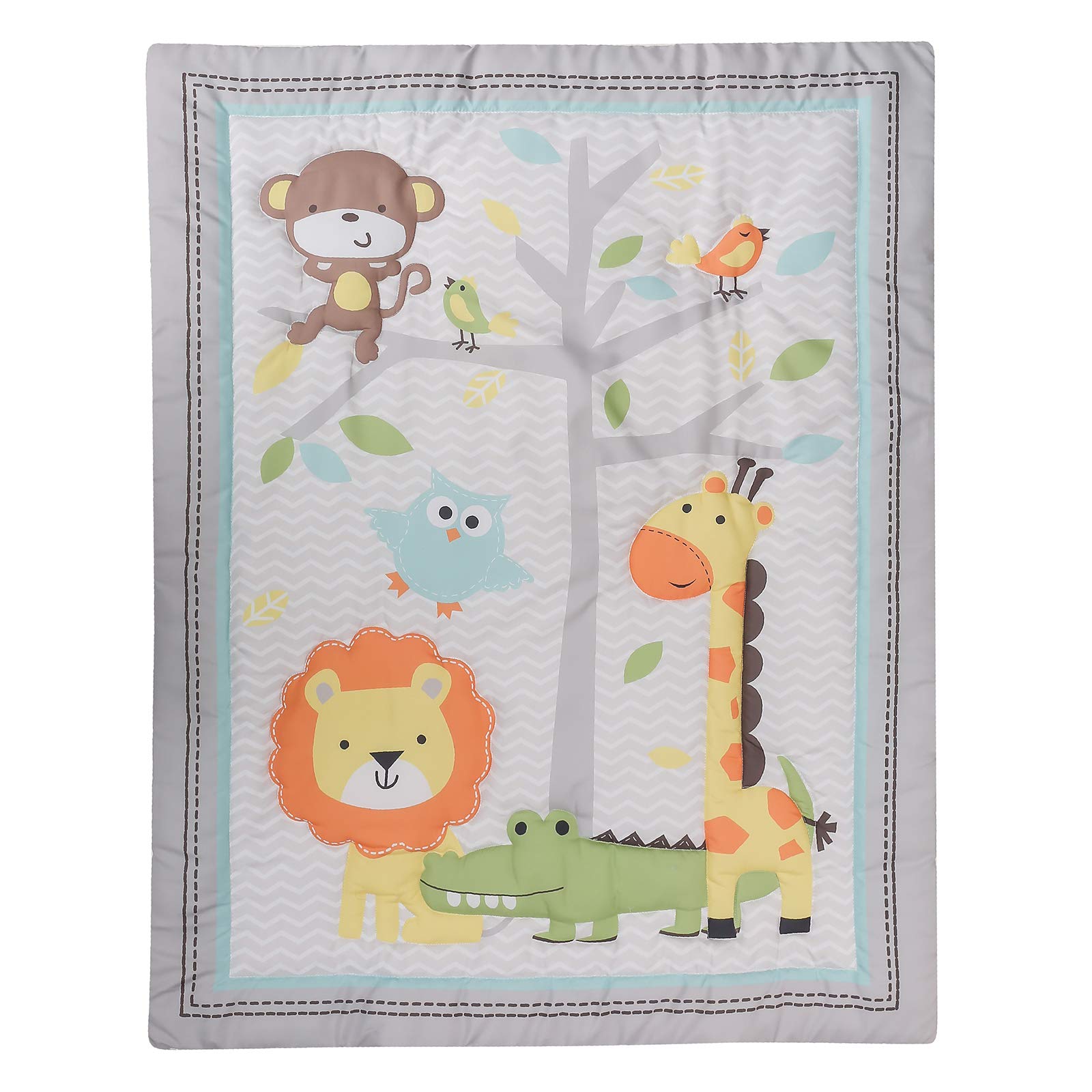 HMtideby Animal Themed Baby Toddler Blanket Quilt Cot Comforter Crib Baby Quilts for Boys and Girls Nursery Bed Throw Blanket 84x107cm, Lion, Monkey, Giraffe, Suitable for All Season