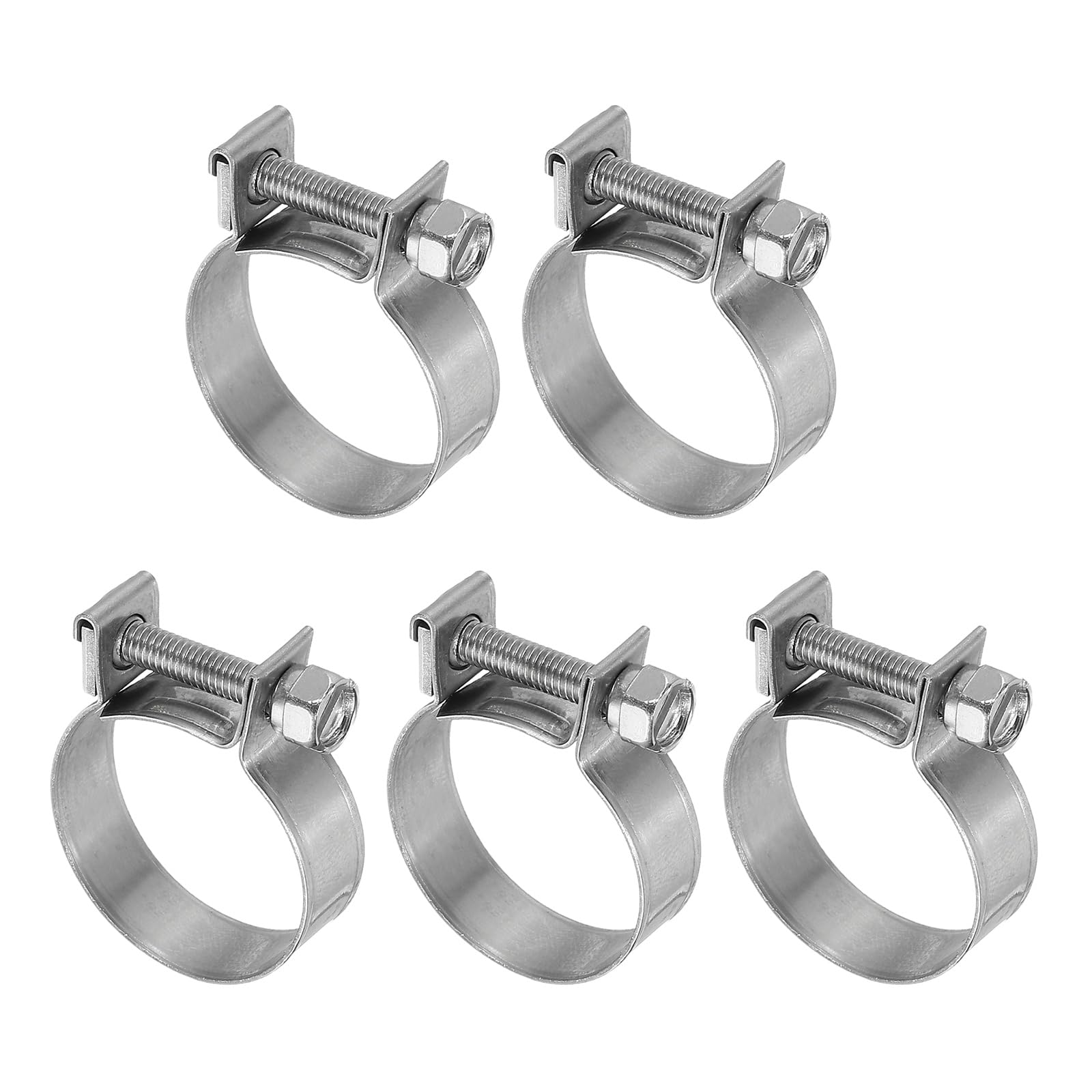 PATIKIL 5 Pcs 23-25mm Mini Fuel Injection Hose Clamps Stainless Steel Adjustable Clamp