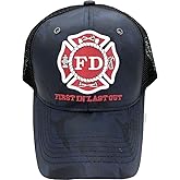 Fire Department - First in Last Out Fireman Officer Gear Uniform Baseball Cap Hat Adjustable