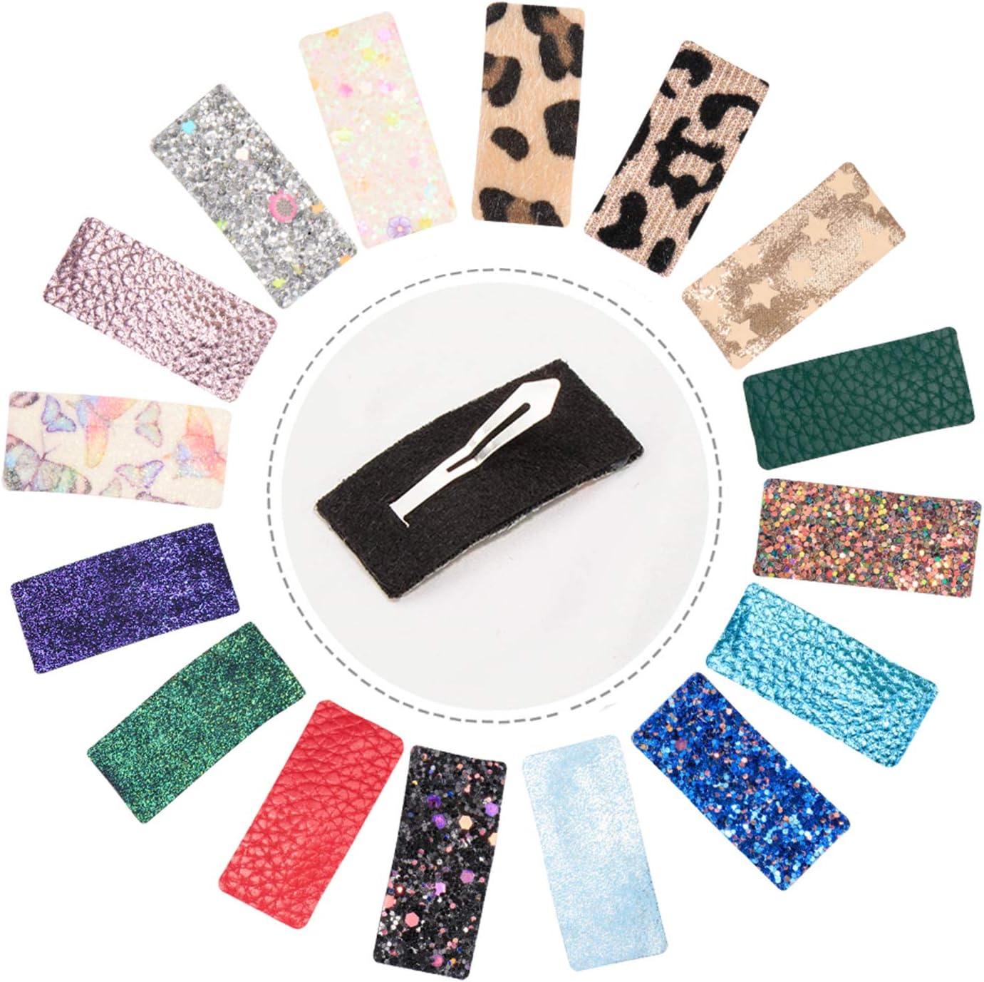 Baby Girls' Snap Hair Clips, Leopard Barrettes, Sparkly Glitter Hairpins For Infants, Toddlers, Kids