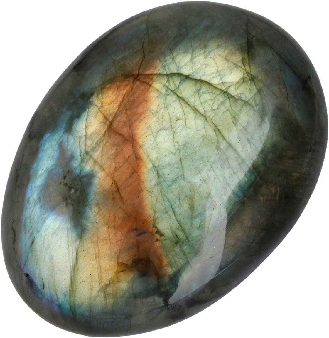 rockcloud Irregular Polished Labradorite Palm Stones Worry Stones Pebble Healing Crystal with Velvet Bag: Home & Kitchen