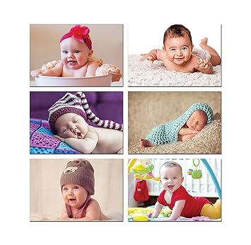 PAPER PLANE DESIGN Big Size Matt Finish Baby Girl and Baby Boy Paper Poster for Wall (Size: 12 x 18 Inch; Multicolour) - Set of 6 Photos