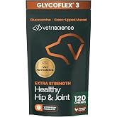 VetriScience Extra Strength Healthy Hip &amp; Joint for Dogs, Chicken, 120ct | Supports Joint Health &amp; Mobility, Vet-formulated w/Glucosamine, MSM, DMG &amp; Green-Lipped Mussel