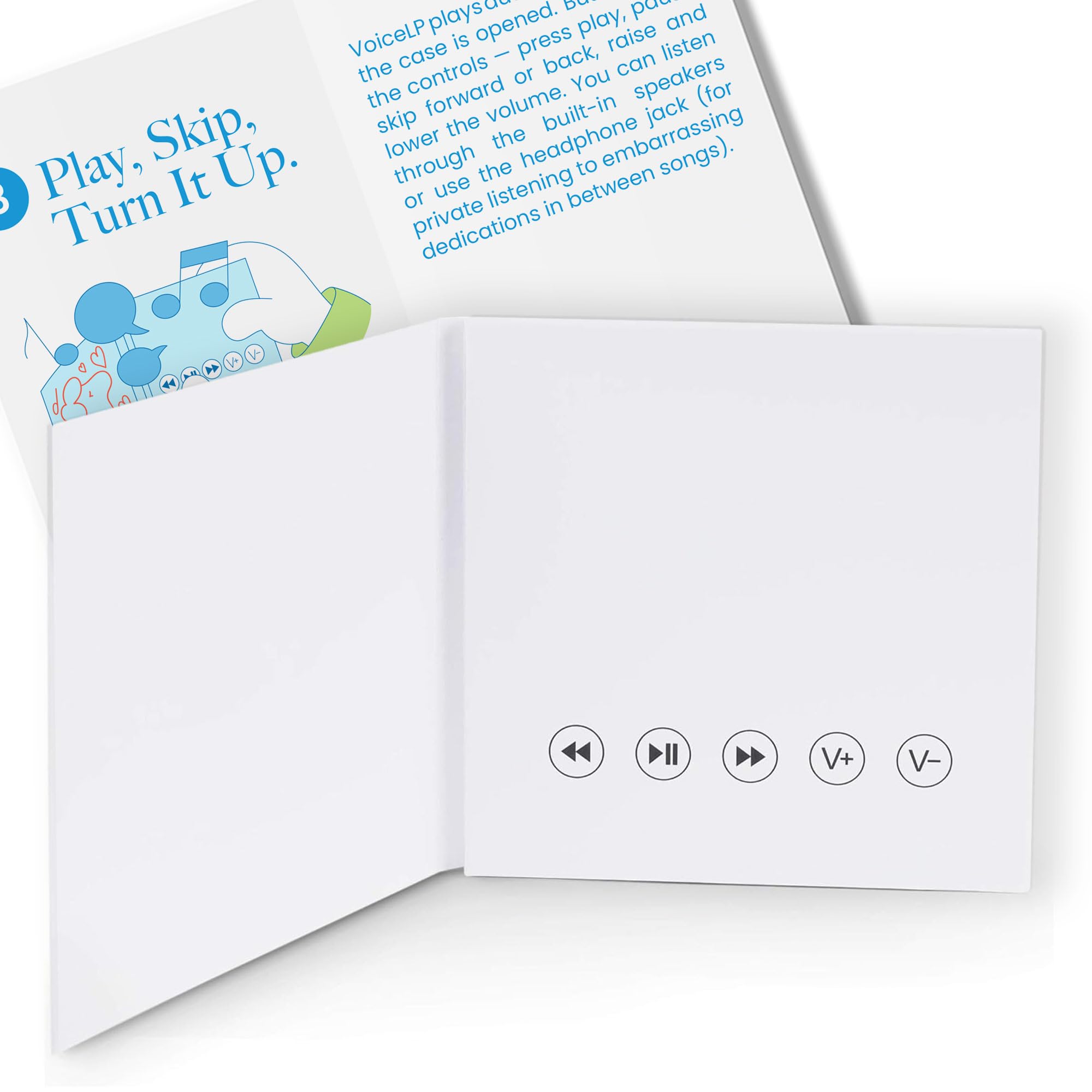 VoiceGift PLAY – Screen-Free Voice Recorder and Audio Playback Device (White | 2-Hours Audio Playing Card)