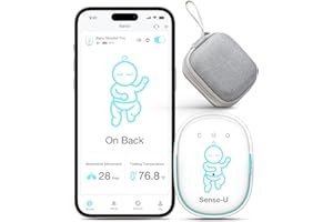 Sense-U Pro Baby Movement Monitor with Storage Case, Movement/Rollover/Overheating Alerts, Arousal Vibration, Audible & App Notifications, Smart Sleep Monitor, Easy Clip-On Design