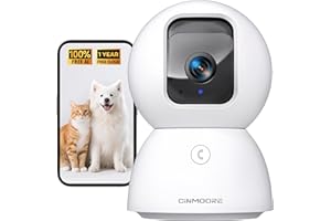 CINMOORE 5G Security Camera Indoor, 3K Pet/Dog Camera with Speaker/Phone App, PTZ WiFi Baby Monitor Cameras for Home Security