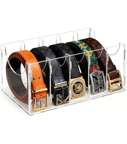 Organisateur de rangement pour ceintures en acrylique transparent pour placard et tiroir, boîte à ceintures avec support de présentation Organisateur de rangement pour ceintures en acrylique transparent pour placard et tiroir, boîte à ceintures avec support de présentation