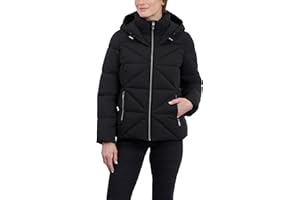 Calvin Klein womens Short Midweight Puffer Jacket With Adjustable Hood, Water ResistantDown Jacket