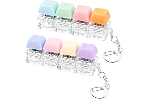 2 PCS Keyboard Fidget Toy, Keyboard Fidget Keychain 4-in-1 Keyboard Decompression Button Finger Clicker Toys (Purple Blue Pink Orange, General)