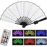 Gexmil Party LED Glowing Colorful Chinese Hand Held Folding Fan with Remote Control Stage Performance Show Light Up Fan Birthday Party Dance Gift Wedding Night Bar Club Fluorescent Props, Multicolor