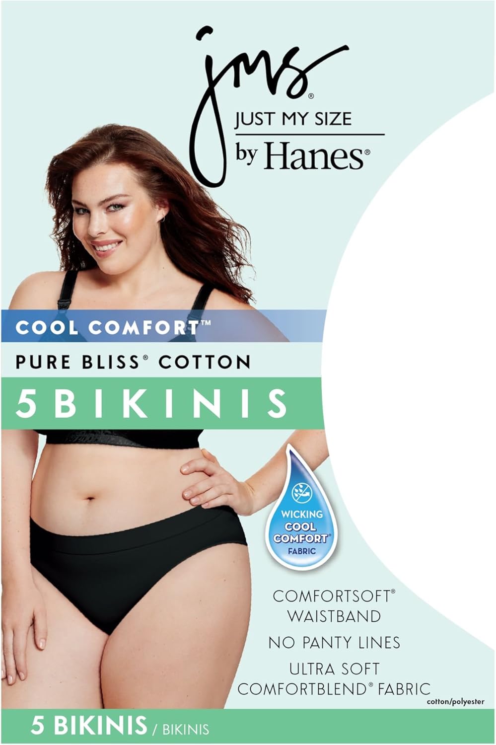 JUST MY SIZE Women's Plus Size 5-Pack Ultra Soft Bikini at  Women’s Clothing store