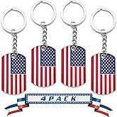 Official American Flag Keychains - Metal Key Rings Smooth Finish - USA Patriotic Flag Key Chain - Souvenir Gifts - Set of 4