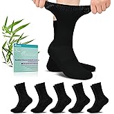 Revosoxs Diabetic Crew Socks for Men Women,Bamboo Viscose Non-Binding Loose Top Wide Socks with Seamless Toe 9-11 10-13