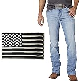 XGALBLA Mens Fashion Native American Flag Square Belt Buckle Black Enamel Medium