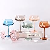Colored Coupe Glasses Set of 6,14 oz Colored Martini Glasses Cocktail Glasses, Coupe Martini Cocktail Glasses,Coupe Martini Cocktail Glasses,Valentines Day Gifts for Her,Valentines Day Decorations