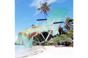 CNKOBE Chaise Lounge Pool Chair Cover Beach Towel Fitted Elastic Pocket Won't Slide (07, 78.7”×29.5”)