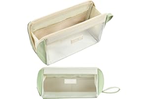 YOKUMA Clear Aesthetic Pencil Case Pouch for Girls Cute Kawaii Mark Pen Case Organizer Large Capacity for Kids Teen College Students Adults,Small Makeup Bag,Back to School Supplies (Green)