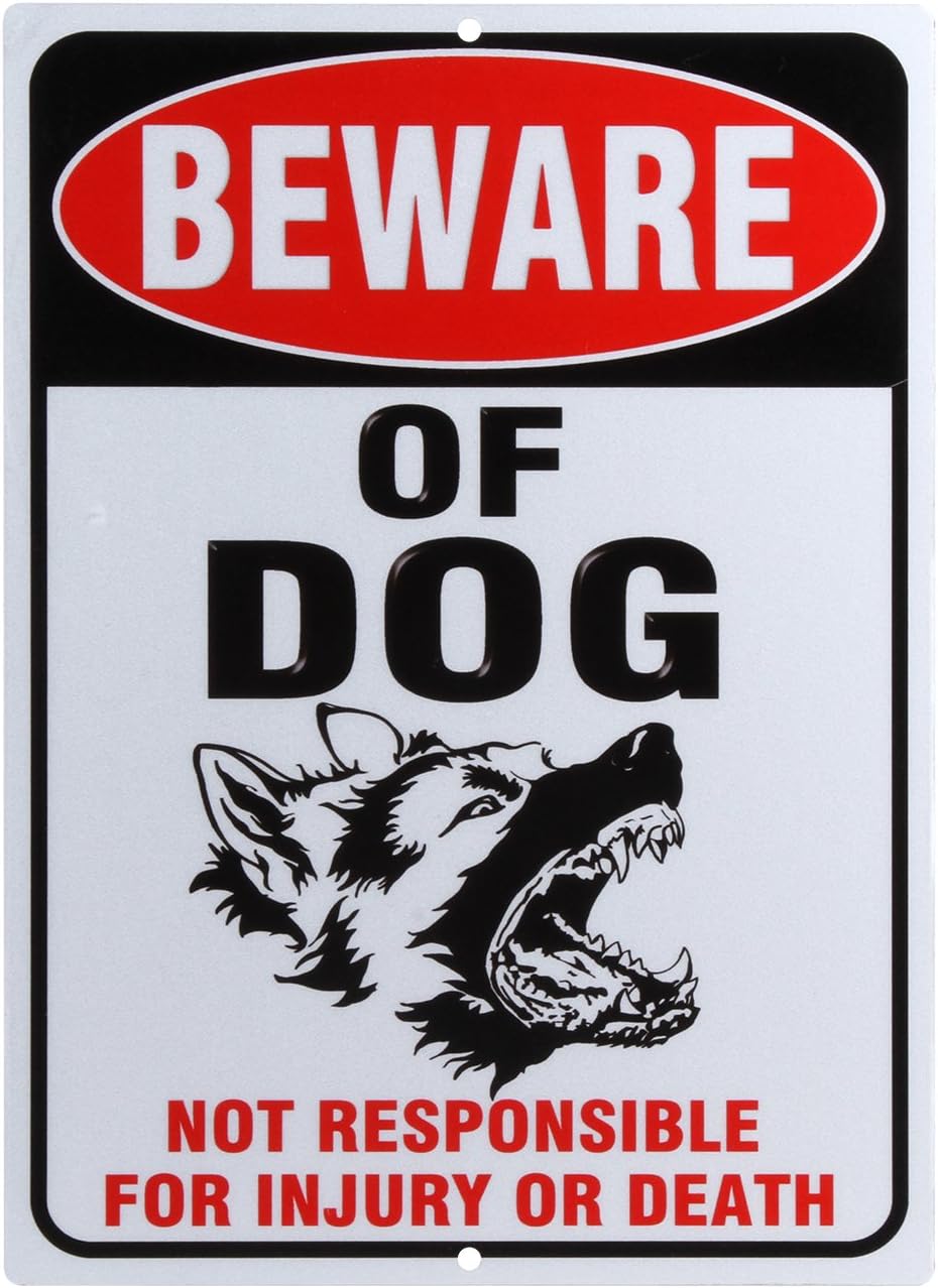 ICObutyBeware of Dog Sign Large 8 x 11 Inch 40 Mil Aluminum for Indoor or Outdoor Use Made of Rust Free Aluminum UV Printed Reflective Easy to Mount Indoors Outdoors