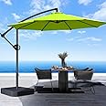 HOMSHADE 10ft Offset Patio Umbrella with Base Included, Cantilever Offset Hanging Patio Outdoor Market Umbrella UPF50+ UV Protection with Easy Tilt and Crank for Pool Deck and Garden(Apple Green)