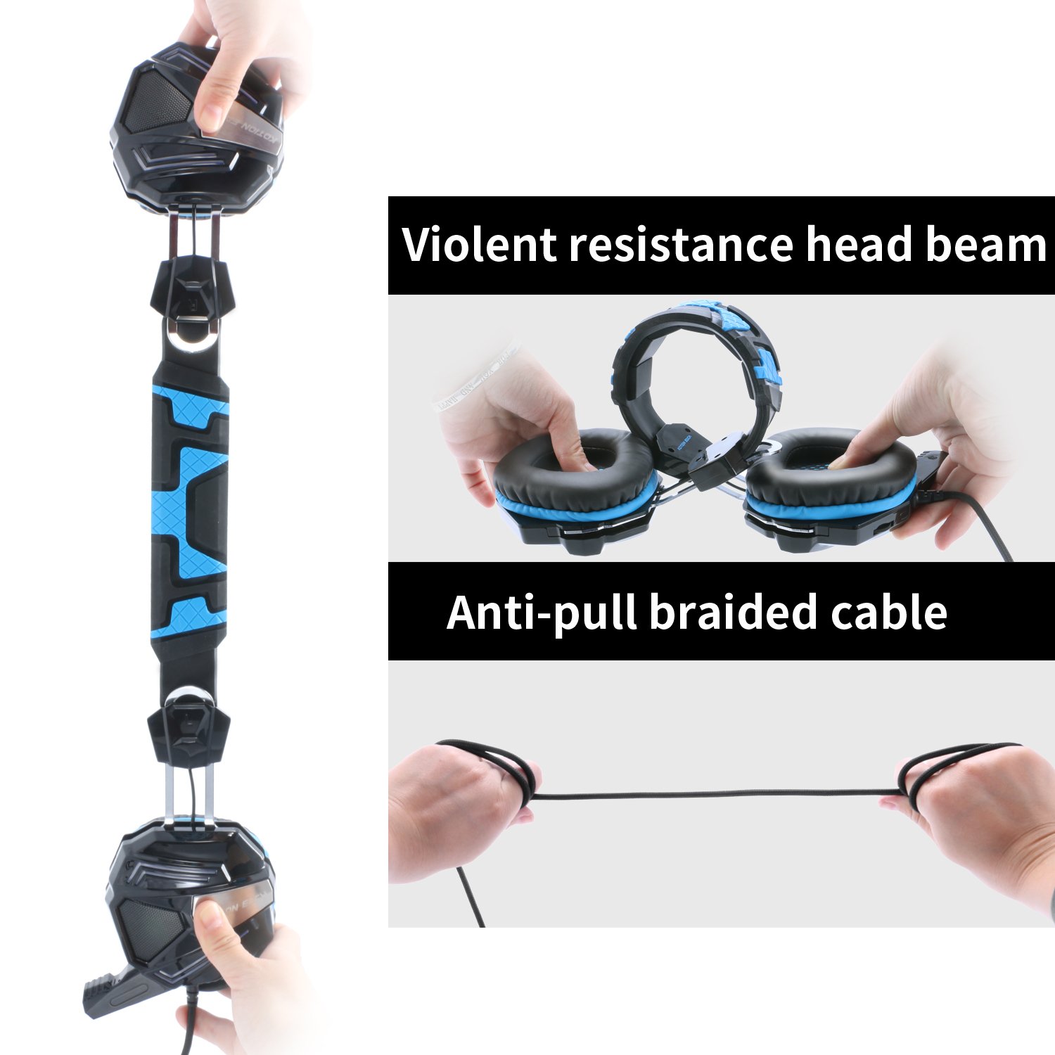 Zakitane KOTION EACH G5000 3.5mm PC Stereo Gaming Headset, Bass Headphones, Comfortable Headband with Microphone, Over-ear fit with Noise isolation, Breathing LED Light for Laptops or Computers