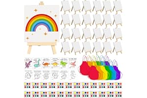 Gosodeny 24 Sets Valentines Watercolor Paint Set Painting Cards Painting Canvas Panel with Wooden Easel Watercolor Paint Painting Brush Kit Valentines Day Cards Packaging Bag Set Gifts