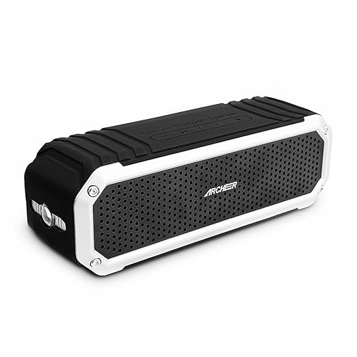 Archeer Altavoz Bluetooth portatil, Altavoz Inalámbrico Potente, Impermeable Para Ducha, lleva luz,Protección Adicional Contra Caídas Y Golpes, Hasta 12 Horas de Uso, Para iPhone, Android, Smartphone, Tablets