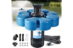 RELIY Pond Fountain Aerator, 1HP 110V 15000 GPH Fountain Pump, Fully Automatic Powerful Lake Floating Fountain, 100 FT Power Cord, 2x100 FT Traction Rope, Pond Fountains For Large Ponds