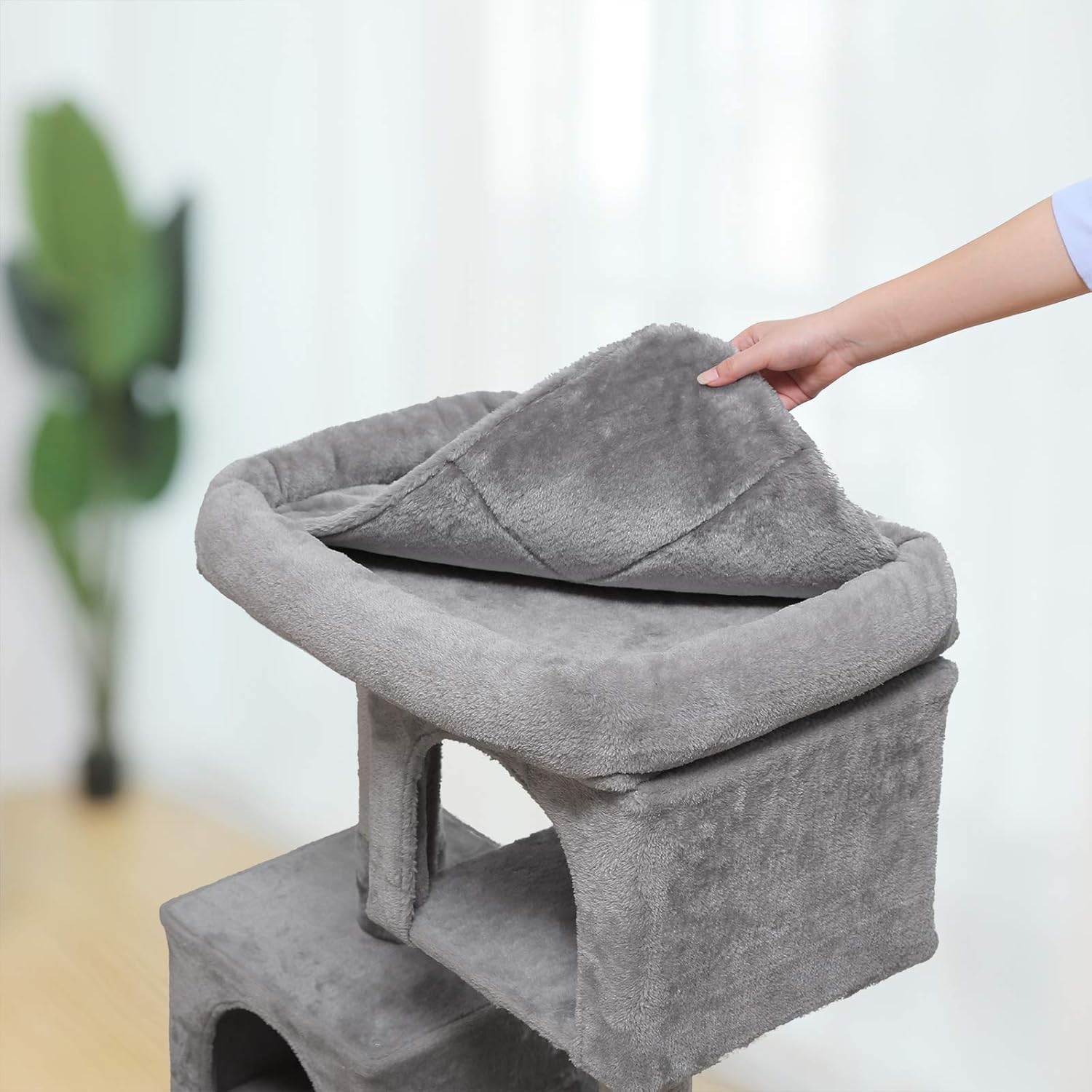 FEANDREA Cat Tree for Large Cats, Cat Tower 2 Cozy Plush Condos and Sisal Posts Cat House UPCT61W : Pet Supplies