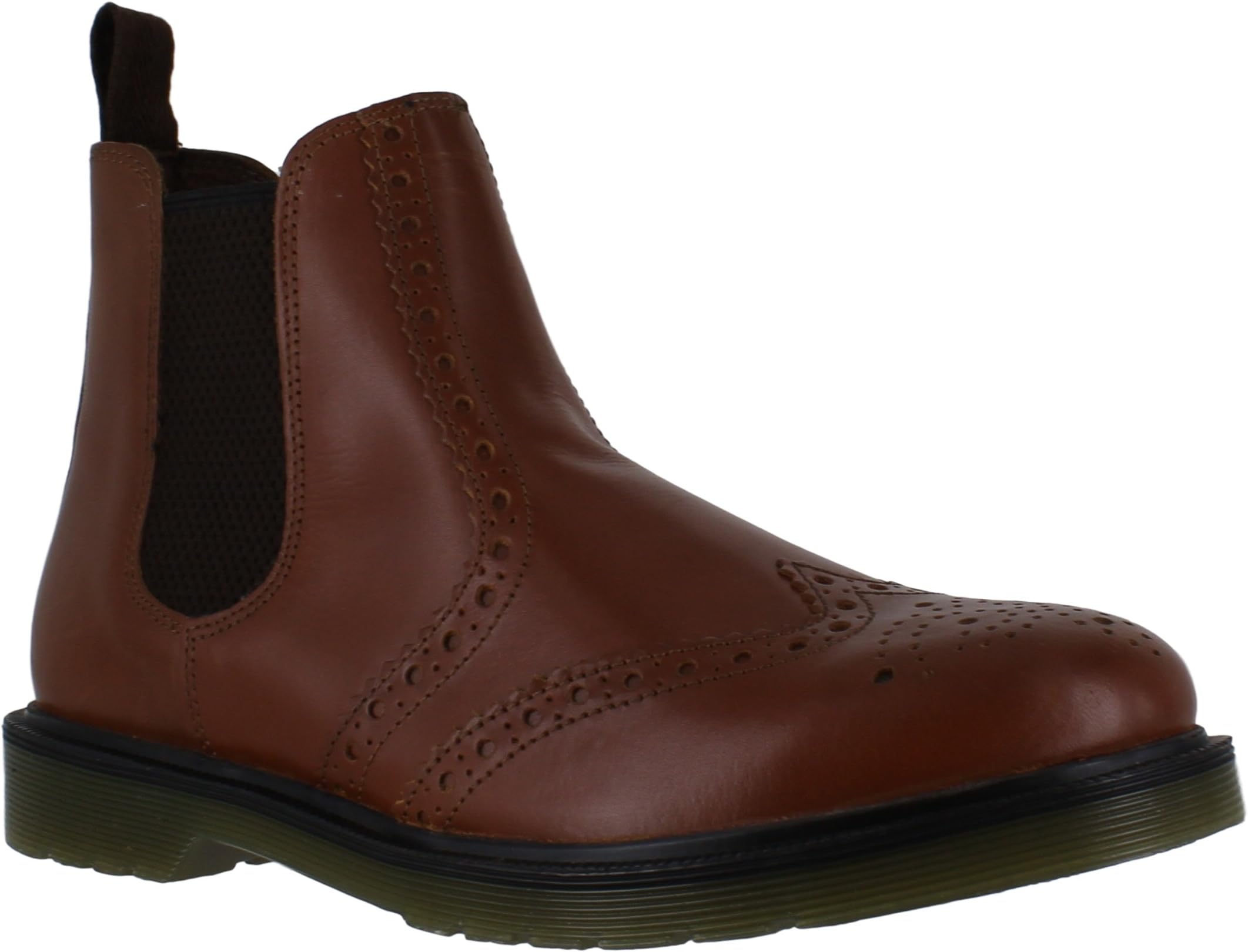 Oaktrak Belper Mens Leather Chelsea Brogue Pull On Slip On Boots