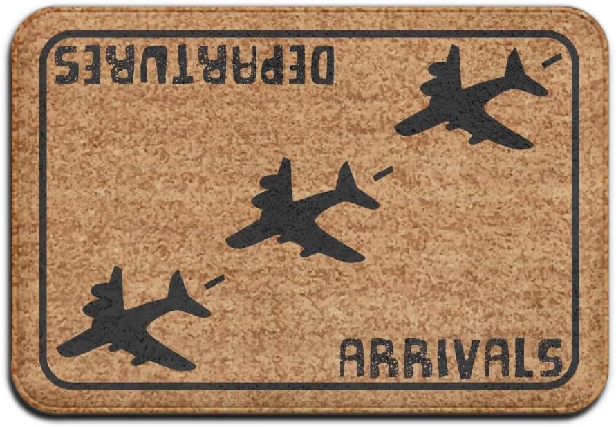 Arrivals Departures Aviation Hello Goodbye Super Absorbent Anti-Slip Mat Indoor/Outdoor Decor Rug Doormat 23.6(L) X15.7(W) Inch Home Decor