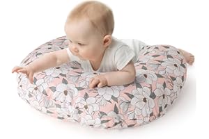 The Peanutshell Nursing Pillow & Cover - Soft Newborn Nursing Baby Girl Pillow Covers, Supportive & Comfortable Breastfeeding, Tummy Time Baby Essentials - Magnolia