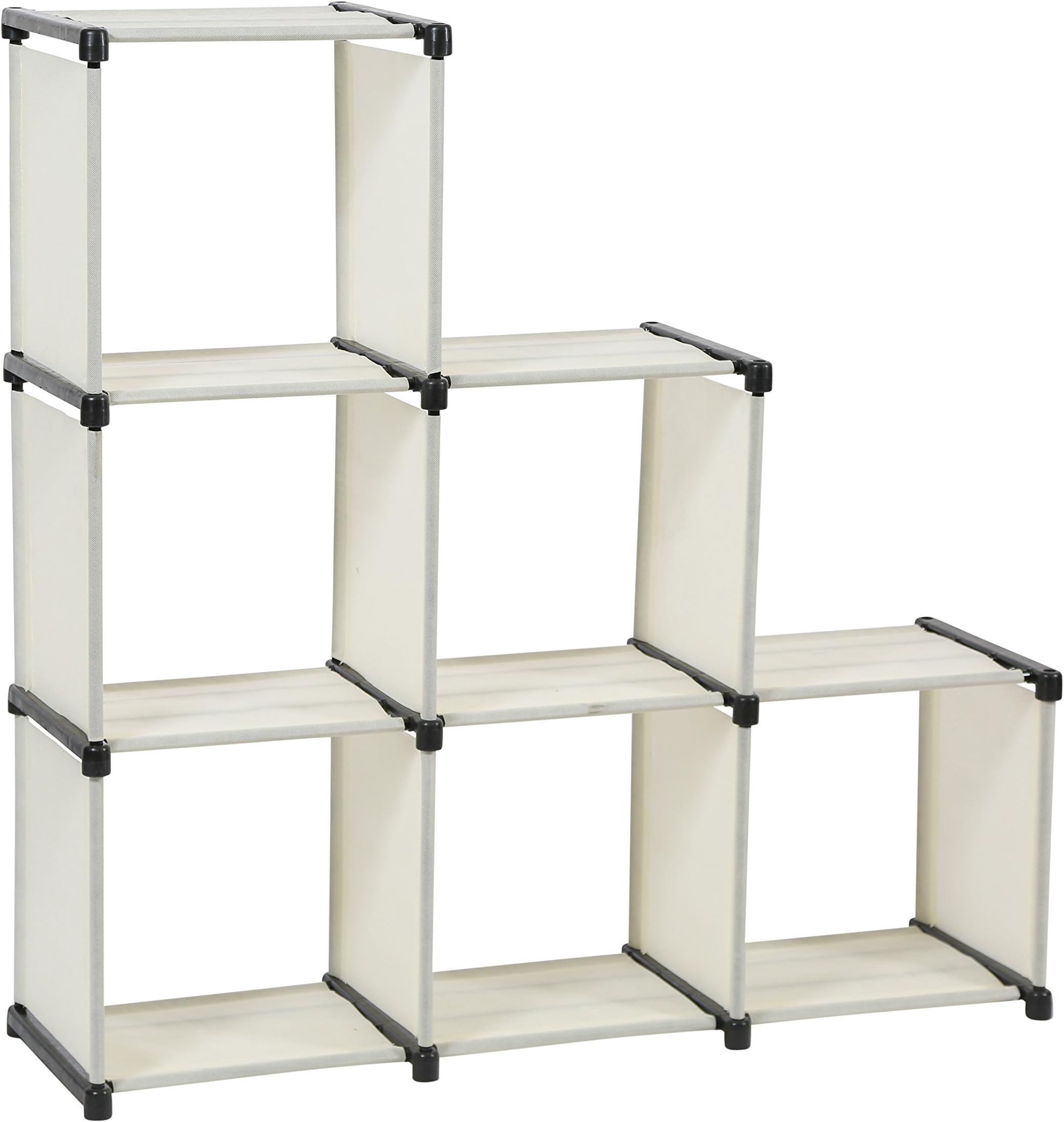 ClosetMate Beautiful DIY Foldable 3-tier Storage Cube Closet Organizer Shelf for 6-cubes - Beige (Cube Holder Organization)