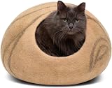 MEOWFIA Cat Cave Premium Felt Bed Merino Wool Beige Medium
