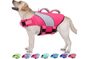 Doglay Dog Life Vest, Dog Life Jacket with Double Rescue Handles and Reflective Stripes, Adjustable High Visibility Swimming Safety Vest, Pet Life Preserver Lifesaver for Small Medium Large Dogs