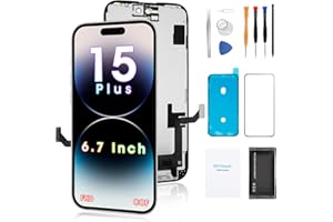 DIYREPAIR Screen Replacement for iPhone 15 Plus 6.7', 3D Touch Display Full Repair kit, Digitizer Assembly with Tools Set, Tempered Glass, Instruction